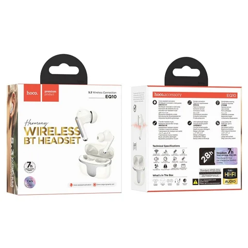 HOCO vezetéknélküli fülhallgató bluetooth TWS EQ10 tejfehér - 5