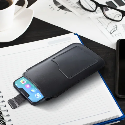 ROYAL - Bőr univerzális övcsat / fekete - Méret 2XL+wide - SAMSUNG A12 / NOTE 9 / XIAOMI REDMI NOTE 10 PRO tok - 5