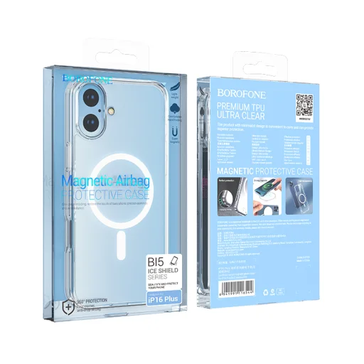 Borofone tok BI5 Jégpajzs Mágneses Iphone 16 Plus átlátszó - 9