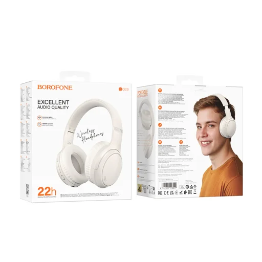 Borofone Fejhallgató BO29 Fascinador Bluetooth fehér - 4