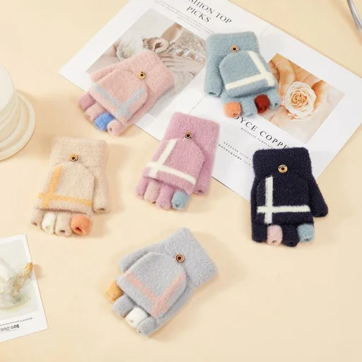 Női/gyerek téli telefon kesztyű - fekete - 3