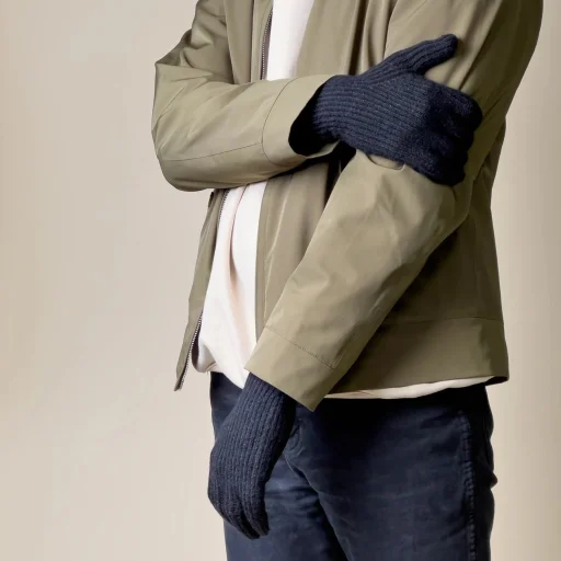 Fonott telefonkesztyű ujjkivágásokkal - fekete - 6