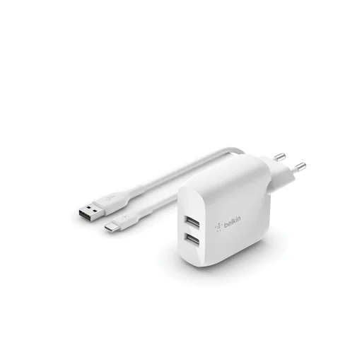 Belkin Boost Charger 24w USB-A Kettős Fali Töltő 1m A-C Kábellel - Fehér - 1