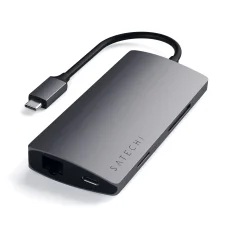 Satechi Alumínium C-Típusú Multi-Port Adapter (HDMI 4K, 3x USB 3.0, MicroSD, Ethernet V2) - Fémes Szürke