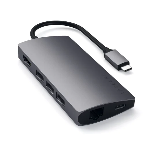 Satechi Alumínium C-Típusú Multi-Port Adapter (HDMI 4K, 3x USB 3.0, MicroSD, Ethernet V2) - Fémes Szürke - 2