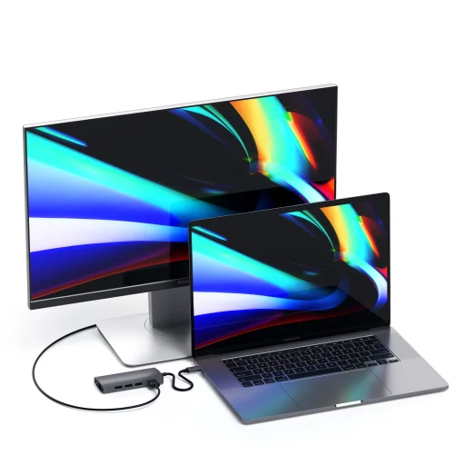 Satechi Alumínium C-Típusú Multi-Port Adapter (HDMI 4K, 3x USB 3.0, MicroSD, Ethernet V2) - Fémes Szürke - 4