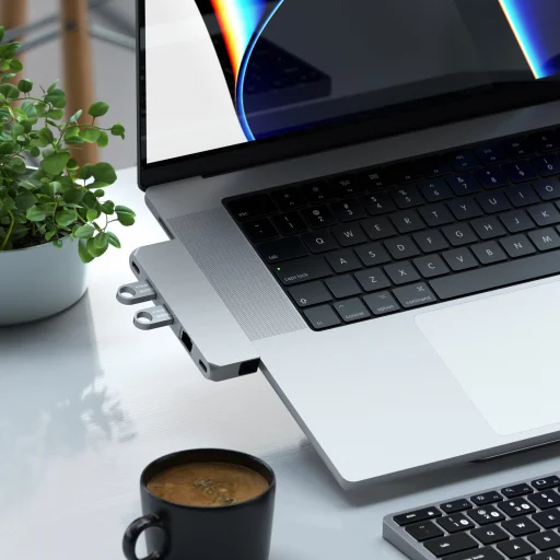 Satechi Alumínium Pro Hub Mini (1xUSB4 96W akár 6K 60Hz kijelző kimenet, 2xUSB-A 3.0, 1xEthernet, 1xUSB-C, 1xAudio) - Ezüst - 4