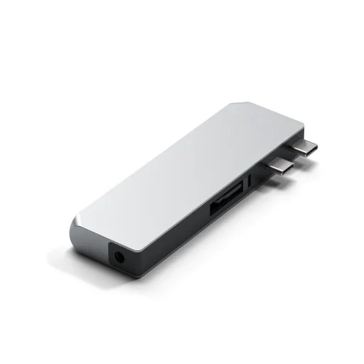 Satechi Alumínium Pro Hub Mini (1xUSB4 96W akár 6K 60Hz kijelző kimenet, 2xUSB-A 3.0, 1xEthernet, 1xUSB-C, 1xAudio) - Ezüst - 6