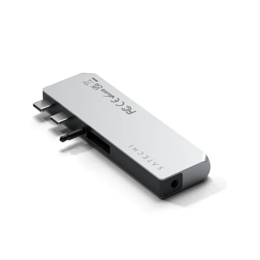 Satechi Alumínium Pro Hub Mini (1xUSB4 96W akár 6K 60Hz kijelző kimenet, 2xUSB-A 3.0, 1xEthernet, 1xUSB-C, 1xAudio) - Ezüst - 7