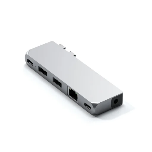 Satechi Alumínium Pro Hub Mini (1xUSB4 96W akár 6K 60Hz kijelző kimenet, 2xUSB-A 3.0, 1xEthernet, 1xUSB-C, 1xAudio) - Ezüst - 1