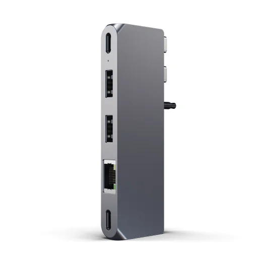 Satechi Alumínium Pro Hub Mini (1xUSB4 96W legfeljebb 6K 60Hz kijelző kimenet, 2x USB-A 3.0, 1x Ethernet, 1x USB-C, 1x Audio) - Űrszürke - 4