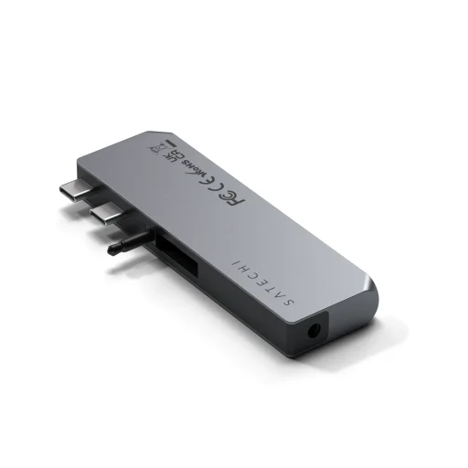 Satechi Alumínium Pro Hub Mini (1xUSB4 96W legfeljebb 6K 60Hz kijelző kimenet, 2x USB-A 3.0, 1x Ethernet, 1x USB-C, 1x Audio) - Űrszürke - 9