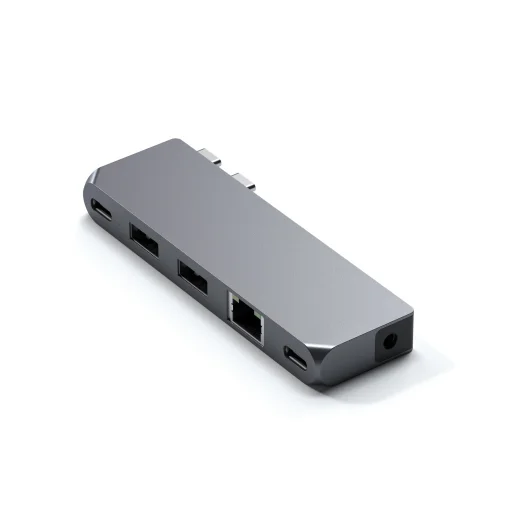 Satechi Alumínium Pro Hub Mini (1xUSB4 96W legfeljebb 6K 60Hz kijelző kimenet, 2x USB-A 3.0, 1x Ethernet, 1x USB-C, 1x Audio) - Űrszürke - 1