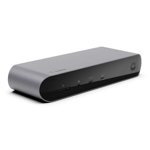 Belkin CONNECT Pro Thunderbolt 4 Dokk - Három kijelző támogatás 8K-ig - Thunderbolt 4 - USB C - USB A - HDMI - SD - GbE - Hang - Mac/PC kompatibilis - Fekete - 3