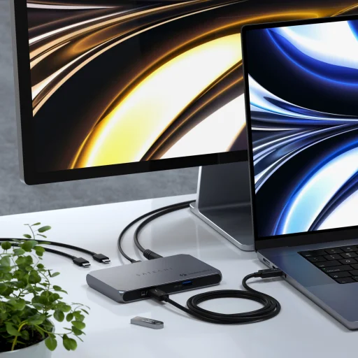 Satechi Alumínium Thunderbolt 4 Vékony Elosztó (3x Thunderbolt 4 Lefelé Irányuló Portok 40 Gbps, 2x 4K 60Hz vagy 1x 8K vagy 1x 6K Mac-en, 1x DC 20V Port) - Szürke - 4