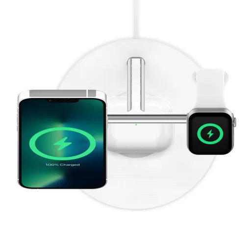 Belkin BOOST CHARGE PRO MagSafe 3 az 1-ben töltőállvány, gyors töltés az órához, EU tápegység fehér  - 2