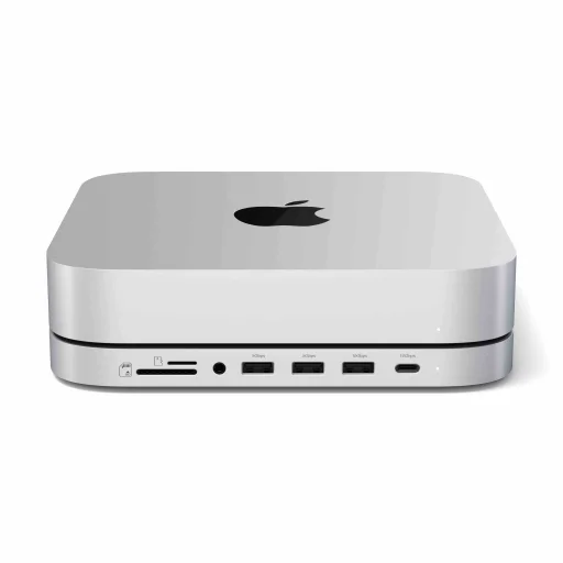 Satechi Állvány és Hub Mac Mini / Studio-hoz (1x USB-C 3.2, 1x USB-A 3.2, 2x USB-A 3.0, 3.5 mm audio, 1x Micro/SD, 1x NVMe/M.2 SATA SSD ház meghajtó nélkül) - Ezüst - 6