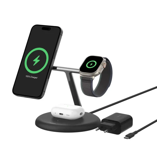 Belkin BOOST CHARGE 3 az 1-ben mágneses vezeték nélküli töltőállomás Qi2 15W - Fekete (WIZ023vfBK) - 6