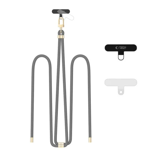 TECH-PROTECT C7S mobiltelefon nyakpánt SZÍJ SZÜRKE/ARANY - 1