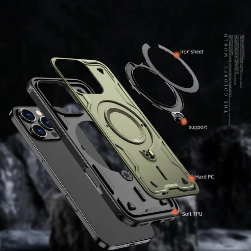 Hybrid Armor Trendy tok MagSafe támogatással iPhone 16 Pro Max-hoz - Zöld tok - 2
