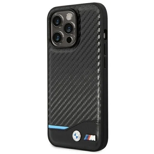  iPhone 14 Pro 6.1" Fekete / Fekete BMW BMHCP14L22NBCK Bőr Karbon Tok - 2