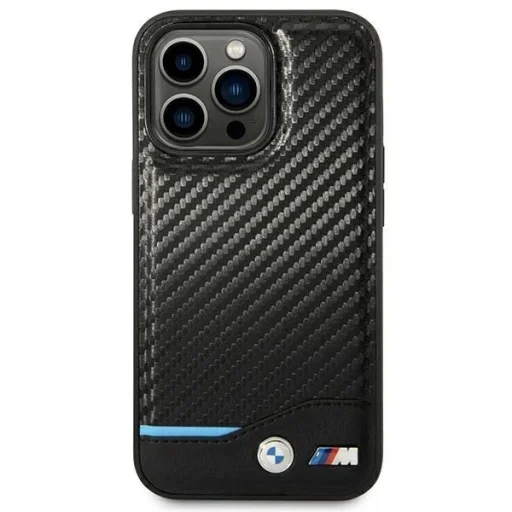  iPhone 14 Pro 6.1" Fekete / Fekete BMW BMHCP14L22NBCK Bőr Karbon Tok - 3