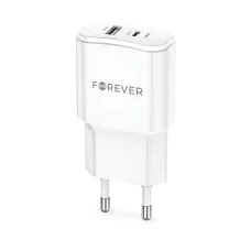 Forever TC-01-20AC PD QC töltő 1x USB-C 1x USB 20W fehér