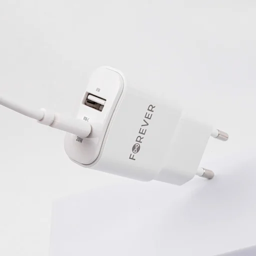 Forever TC-01-20AC PD QC töltő 1x USB-C 1x USB 20W fehér - 7