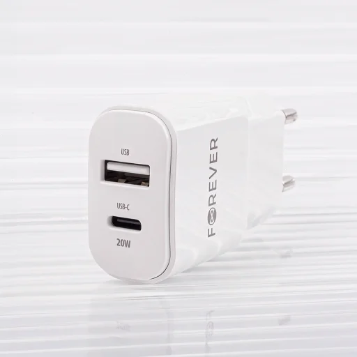 Forever TC-01-20AC PD QC töltő 1x USB-C 1x USB 20W fehér - 8