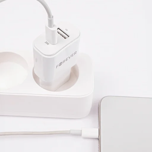 Forever TC-01-20AC PD QC töltő 1x USB-C 1x USB 20W fehér - 9