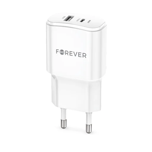 Forever TC-01-20AC PD QC töltő 1x USB-C 1x USB 20W fehér - 1