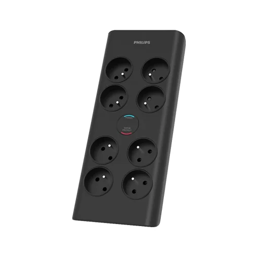 Túlfeszültség-védett hálózati elosztó PHILIPS hosszabbító kábel 8 aljzattal 2m 16A fekete - 2