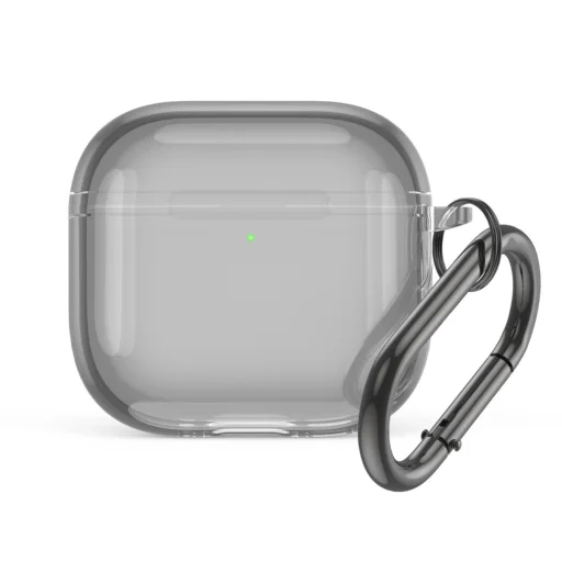 Airpods 4 áttetszű/füst tok karabínerrel - 1