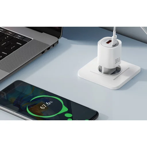 Fali töltő XO CE21, 30W, GaN, 1x USB-C, 1x USB-A - 4