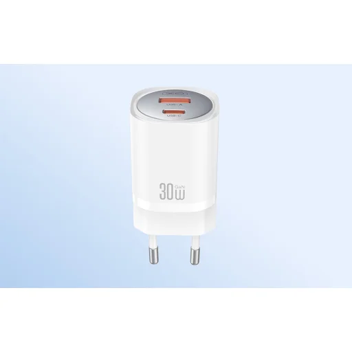 Fali töltő XO CE21, 30W, GaN, 1x USB-C, 1x USB-A - 5