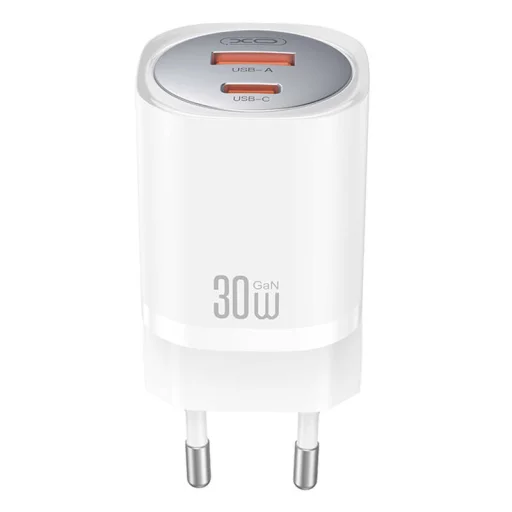Fali töltő XO CE21, 30W, GaN, 1x USB-C, 1x USB-A - 1