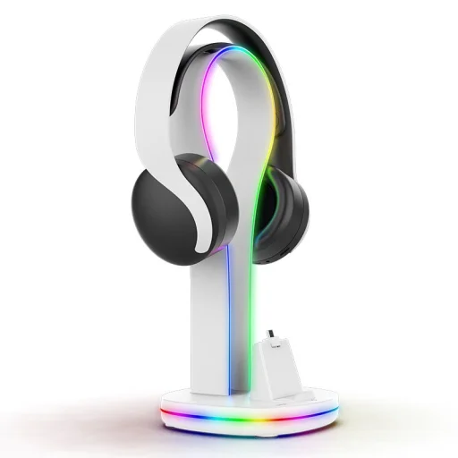 iPega P5P23 Töltő RGB Állvány Playstation Portal Távirányítós Játékoshoz Fülhallgató Tartóval Fehér - 2