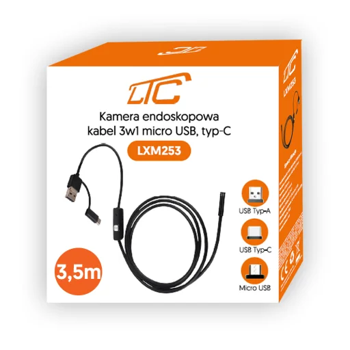 Endoszkóp kamera 3.5m lencse 8/7/5.5mm USB-C/Micro-USB LTC - 6