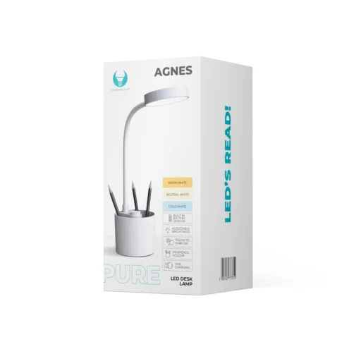 Forever Light PURE FLB-20 AGNES fehér asztali LED lámpa 5W tolltartóval - 5