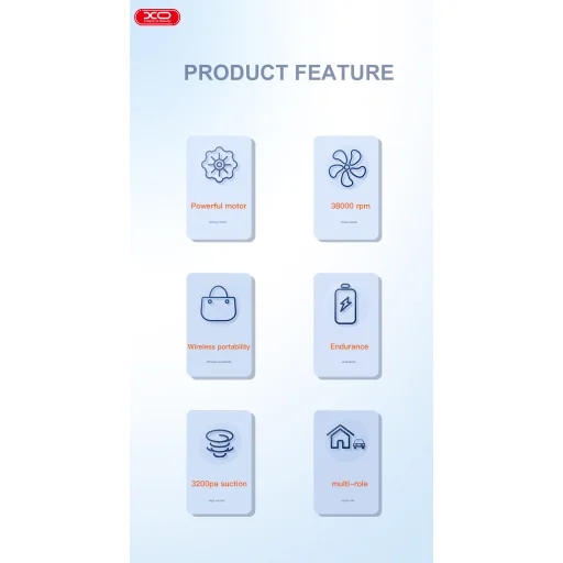 Autós porszívó XO CZ007 fehér vezeték nélküli 3200pa - 8