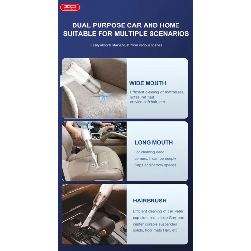 Autós porszívó XO CZ007 fehér vezeték nélküli 3200pa - 10