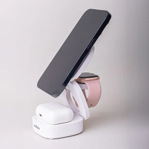 Maxlife MXWC-06 mágneses vezeték nélküli töltő 15W fehér 3 az 1-ben MagSafe - 2