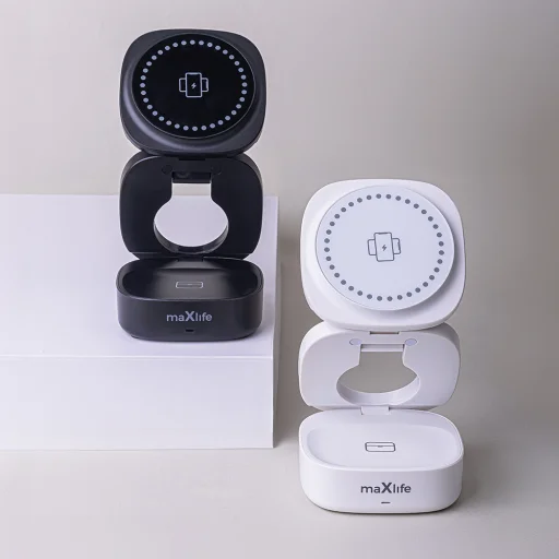 Maxlife MXWC-06 mágneses vezeték nélküli töltő 15W fehér 3 az 1-ben MagSafe - 11