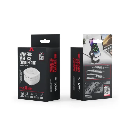 Maxlife MXWC-06 mágneses vezeték nélküli töltő 15W fehér 3 az 1-ben MagSafe - 13