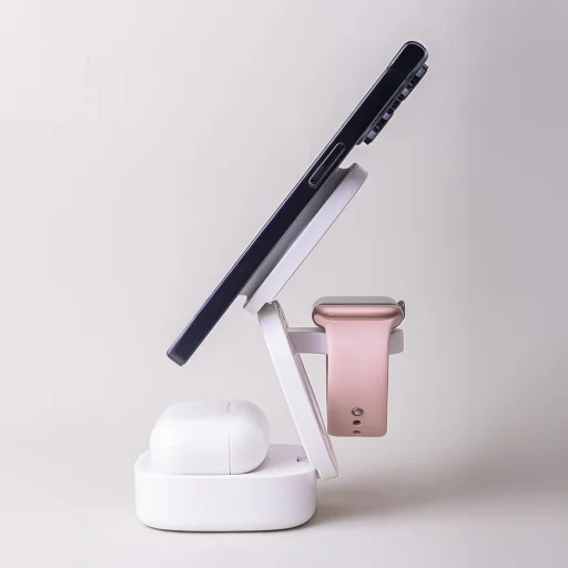 Maxlife MXWC-06 mágneses vezeték nélküli töltő 15W fehér 3 az 1-ben MagSafe - 5