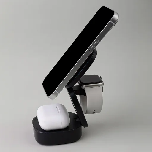 Maxlife MXWC-06 mágneses vezeték nélküli töltő 15W fekete 3in1 MagSafe - 7