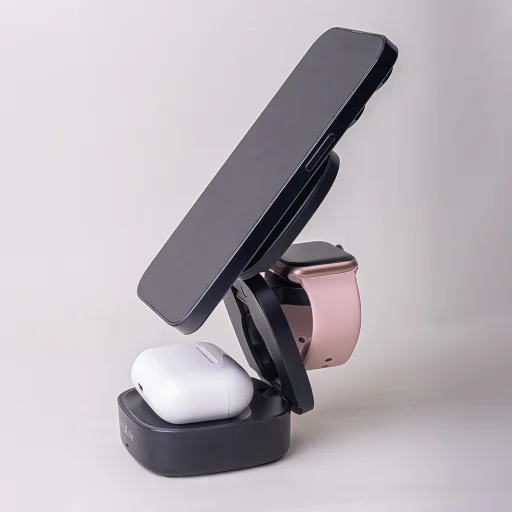 Maxlife MXWC-06 mágneses vezeték nélküli töltő 15W fekete 3in1 MagSafe - 8