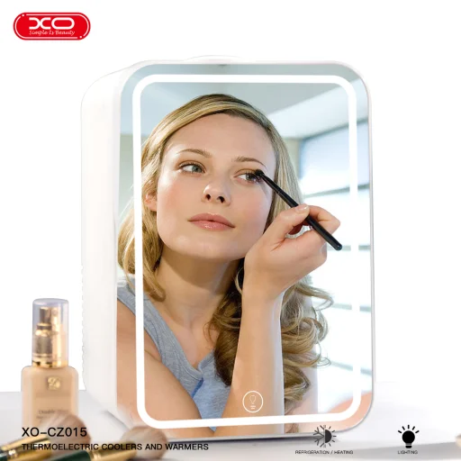 XO mini autós hűtőszekrény CZ015 fehér tükör LED-del - 4