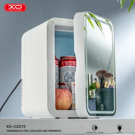 XO mini autós hűtőszekrény CZ015 fehér tükör LED-del - 6