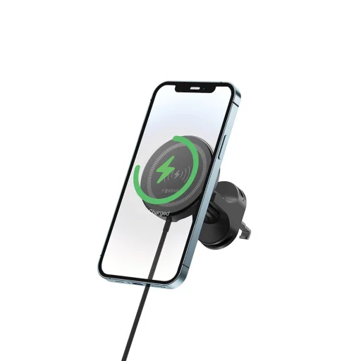 Forever autós tartó légbefúvó nyílásra MACH-300 mágneses vezetéknélküli töltéssel fekete Qi2 15W - 3
